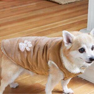 New Brown Corduroy Dog Coat sz S
